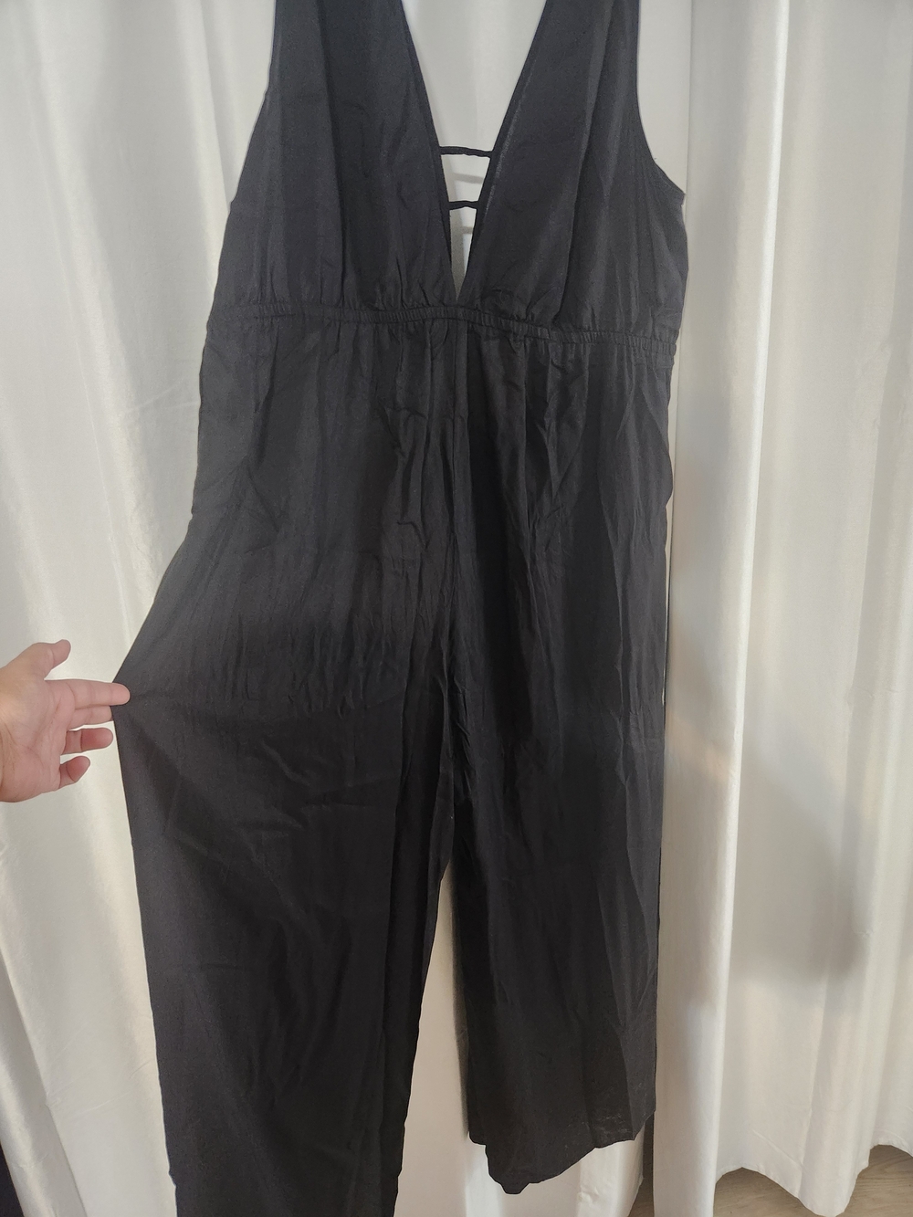 Black V-Neck Wide-Leg Jumpsuit